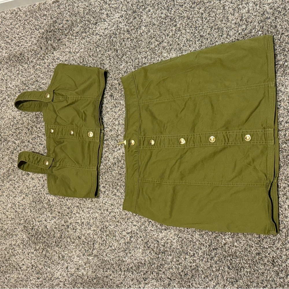 Micheal Kors Olive Green Button-Up Skirt